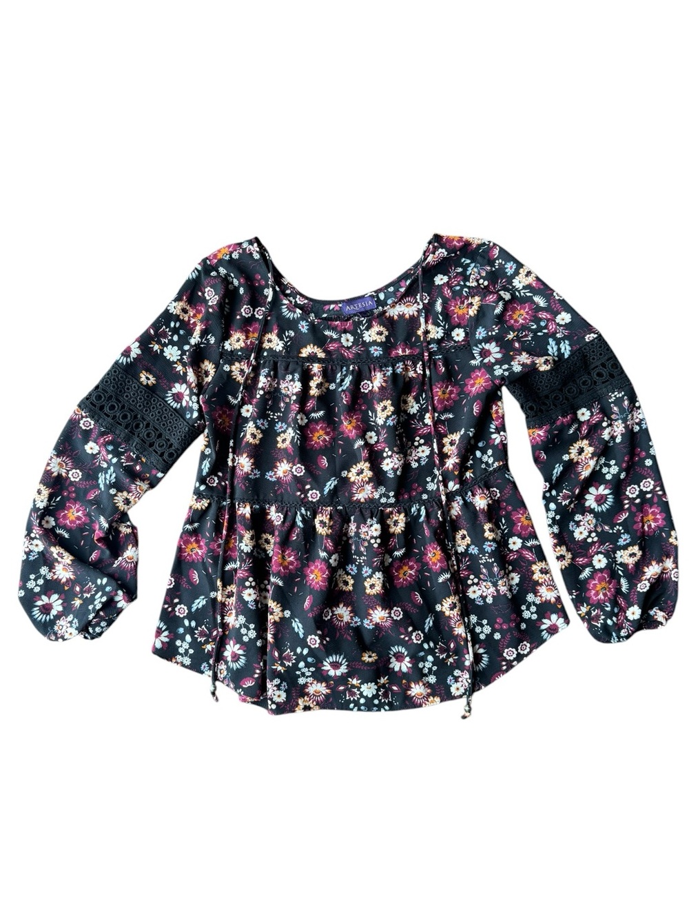 Artesia Floral Boho Peasant Blouse Size L